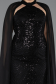 Long Black Plus Size Engagement Dress ABU5596