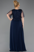 Long Navy Blue Chiffon Formal Plus Size Dress ABU5554