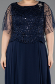 Long Navy Blue Chiffon Formal Plus Size Dress ABU5554