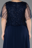 Long Navy Blue Chiffon Formal Plus Size Dress ABU5554