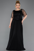 Long Black Chiffon Formal Plus Size Dress ABU5554