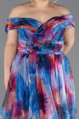 Long Sax Blue Plus Size Evening Gown ABU5263