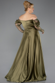 Long Olive Drab Satin Formal Plus Size Dress ABU5261