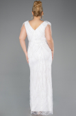 White Long Beaded Plus Size Evening Dress ABU5336