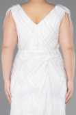 White Long Beaded Plus Size Evening Dress ABU5336