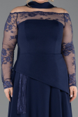 Long Navy Blue Dantelle Plus Size Evening Dress ABU5657