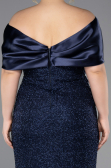 Midi Navy Blue Beaded Plus Size Cocktail Dress ABK2509