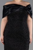 Midi Black Beaded Plus Size Cocktail Dress ABK2509