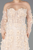 Long Gold Plus Size Engagement Dress ABU5660