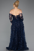 Long Navy Blue Plus Size Engagement Dress ABU5660
