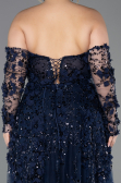 Long Navy Blue Plus Size Engagement Dress ABU5660