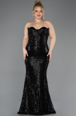 Long Black Beaded Formal Plus Size Dress ABU5661
