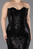 Long Black Beaded Formal Plus Size Dress ABU5661