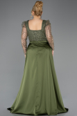 Olive Drab Long Beaded Plus Size Engagement Dress ABU4761