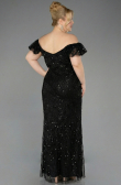 Long Black Beaded Plus Size Evening Dress ABU5548