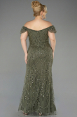 Long Olive Drab Beaded Plus Size Evening Dress ABU5548