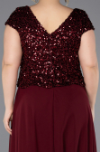 Long Burgundy Chiffon Plus Size Evening Dress ABU5651