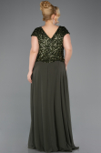 Long Olive Drab Chiffon Plus Size Evening Dress ABU5651
