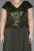 Long Olive Drab Chiffon Plus Size Evening Dress ABU5651