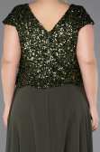 Long Olive Drab Chiffon Plus Size Evening Dress ABU5651
