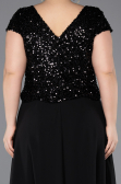 Long Black Chiffon Plus Size Evening Dress ABU5651