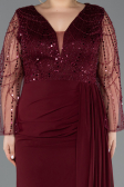 Long Burgundy Chiffon Plus Size Evening Dress ABU5624