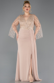 Long Gold Chiffon Plus Size Evening Dress ABU5624