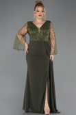 Long Olive Drab Chiffon Plus Size Evening Dress ABU5624