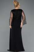 Long Black Chiffon Plus Size Evening Dress ABU5624