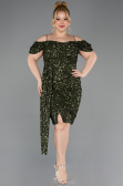 Midi Olive Drab Plus Size Cocktail Dress ABK2534