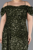 Midi Olive Drab Plus Size Cocktail Dress ABK2534