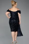 Midi Navy Blue Plus Size Cocktail Dress ABK2534
