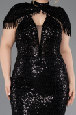 Long Black Beaded Plus Size Evening Gown ABU5698