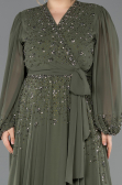 Olive Drab Long Chiffon Plus Size Evening Dress ABU3075