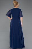 Long Navy Blue Chiffon Plus Size Evening Dress ABU5613
