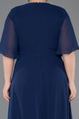 Long Navy Blue Chiffon Plus Size Evening Dress ABU5613