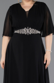 Long Black Chiffon Plus Size Evening Dress ABU5613