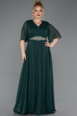 Long Emerald Green Chiffon Plus Size Evening Dress ABU5613