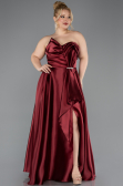 Long Burgundy Satin Plus Size Evening Dress ABU5650
