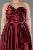 Long Burgundy Satin Plus Size Evening Dress ABU5650