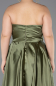 Long Olive Drab Satin Plus Size Evening Dress ABU5650