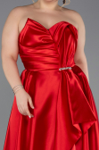Long Red Satin Plus Size Evening Dress ABU5650