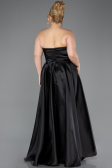 Long Black Satin Plus Size Evening Dress ABU5650