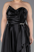 Long Black Satin Plus Size Evening Dress ABU5650