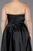 Long Black Satin Plus Size Evening Dress ABU5650