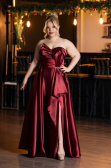 Long Burgundy Satin Plus Size Evening Dress ABU5650