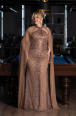 Long Copper Plus Size Engagement Dress ABU5596