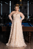 Long Gold Plus Size Engagement Dress ABU5660