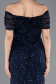 Long Navy Blue Beaded Evening Dress ABU5694