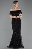 Long Black Beaded Evening Dress ABU5694